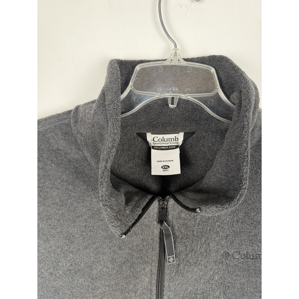 Men's Columbia Dark Gray Fleece Vest Full Zip Zippered Side Pockets Size 2XL - Picture 3 of 6